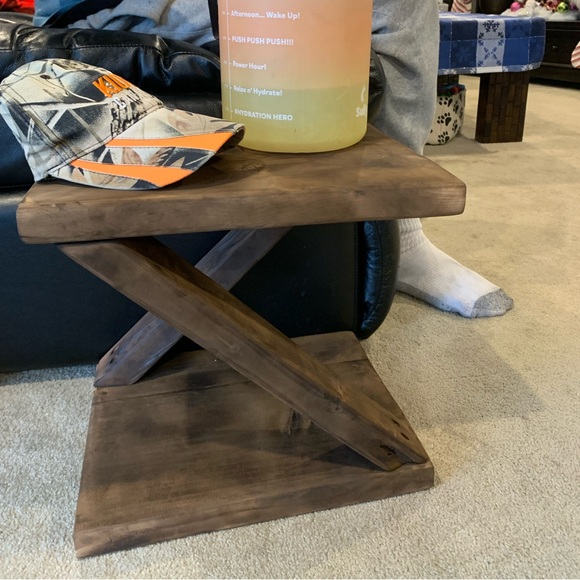 Burnt Wooden Side Table - Picture 3 of 3